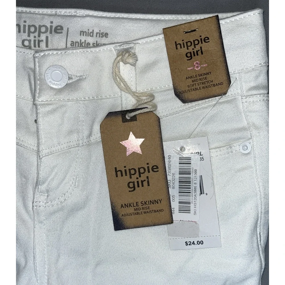 Hippie Girl Girls White Ankle Skinny Mid Rise Stretch Jeans Size 8 HG120A3885